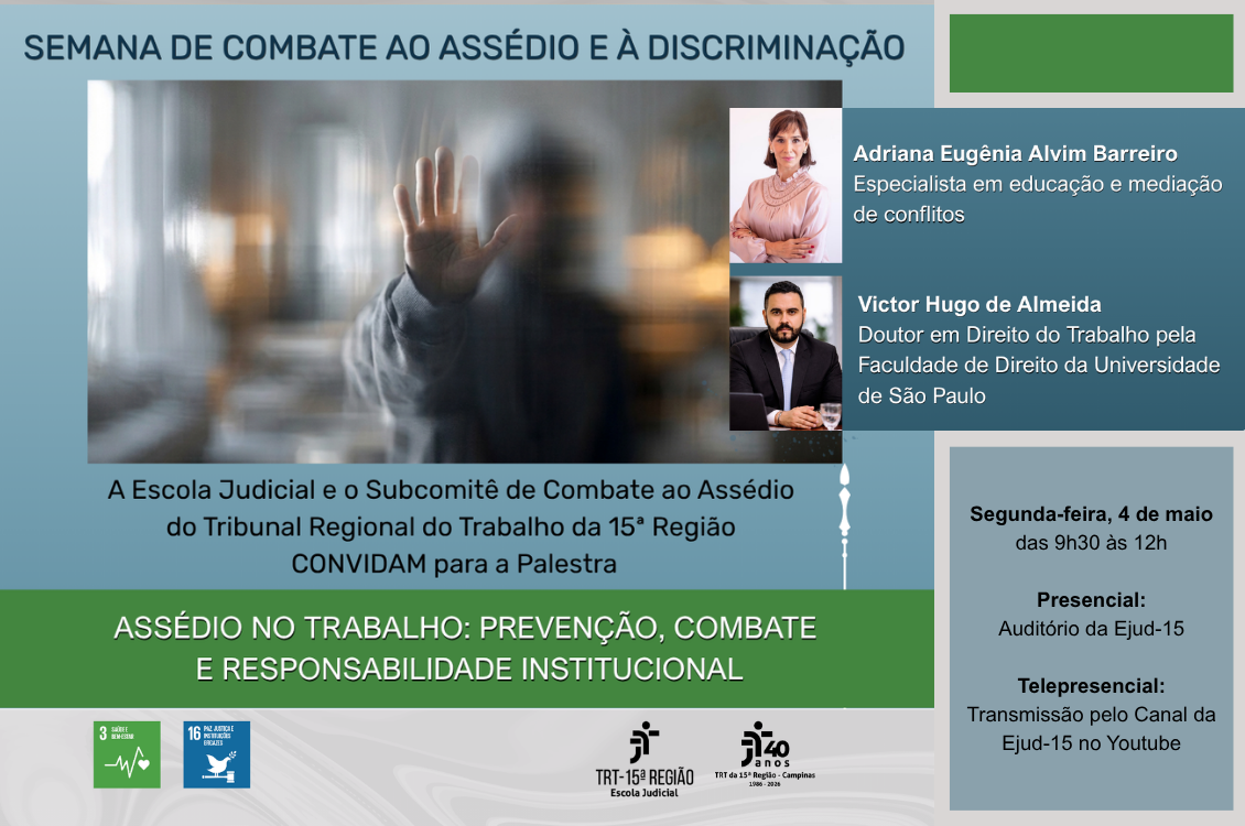 banner em tons de cinza, azul e verde, com foto ilustrativa e dos palestrantes, trazendo dados sobre o evento