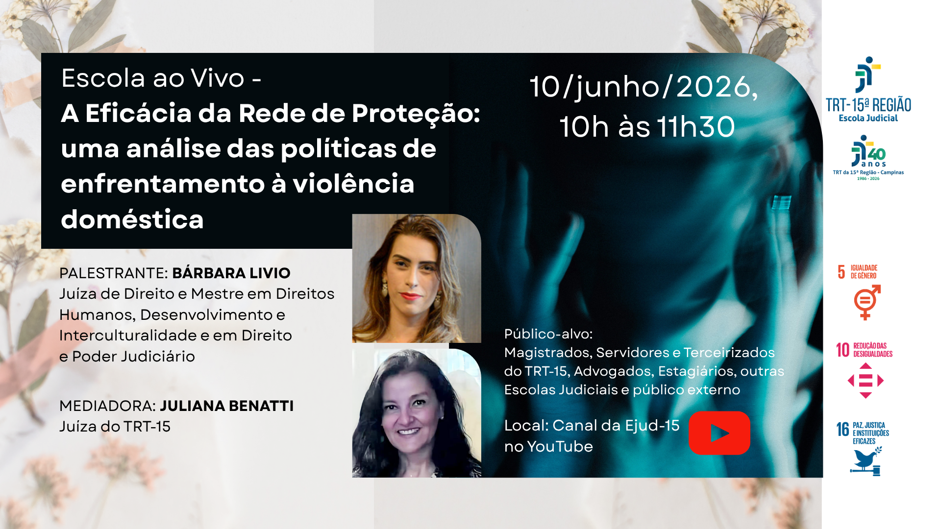 Banner com as informações do evento.